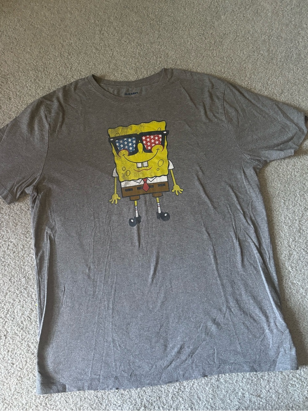 Old Navy Gray Tee with Yellow SpongeBob Graphic